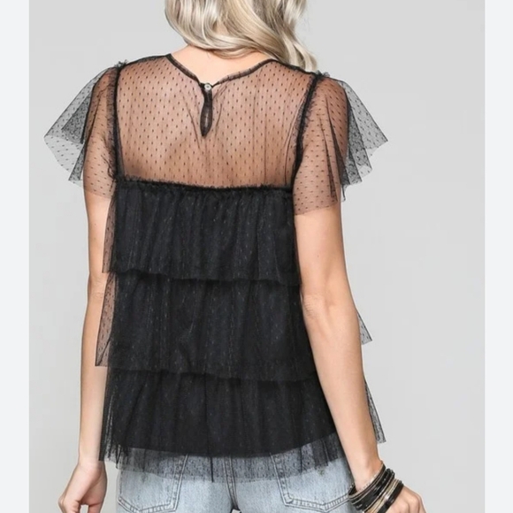 White Birch Sheer Polka-dot Top Size M - Picture 5 of 5